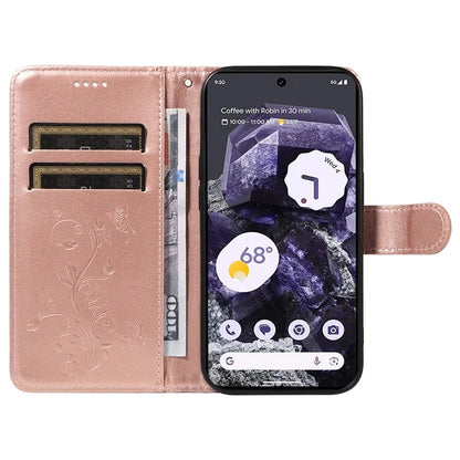 For Google Pixel 8 Leather Case Stand Card Slots Wrist Strap Phone Cover