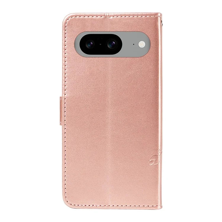 For Google Pixel 8 Leather Case Stand Card Slots Wrist Strap Phone Cover