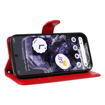 For Google Pixel 8 Leather Case Stand Card Slots Wrist Strap Phone Cover