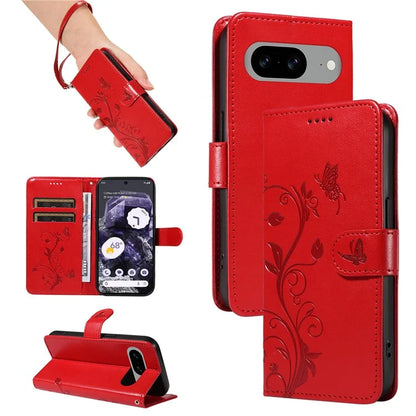 For Google Pixel 8 Leather Case Stand Card Slots Wrist Strap Phone Cover