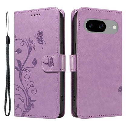 For Google Pixel 8 Leather Case Stand Card Slots Wrist Strap Phone Cover