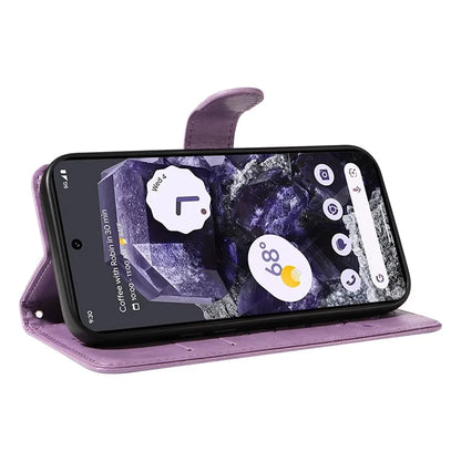 For Google Pixel 8 Leather Case Stand Card Slots Wrist Strap Phone Cover