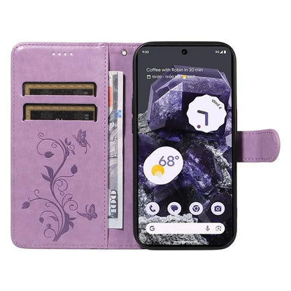 For Google Pixel 8 Leather Case Stand Card Slots Wrist Strap Phone Cover