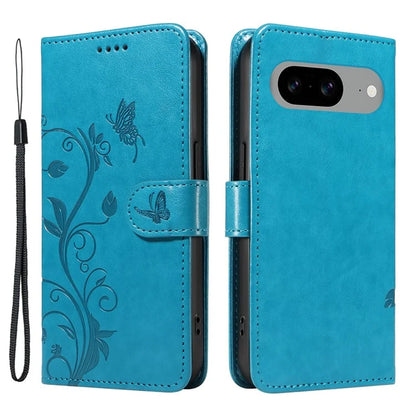 For Google Pixel 8 Leather Case Stand Card Slots Wrist Strap Phone Cover