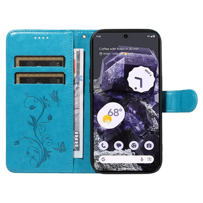 For Google Pixel 8 Leather Case Stand Card Slots Wrist Strap Phone Cover