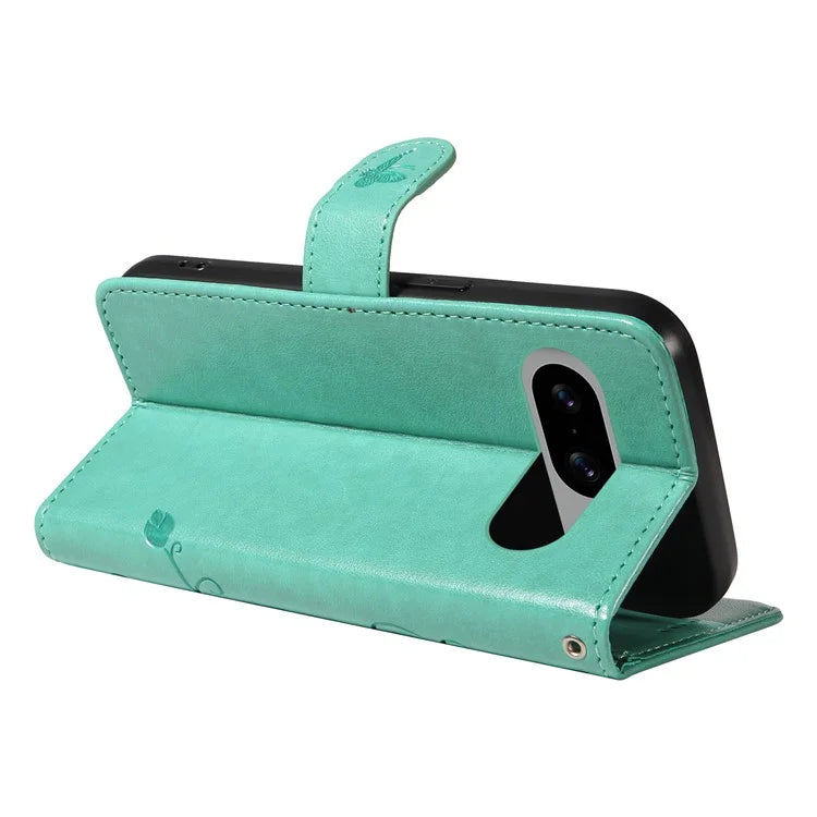 For Google Pixel 8 Leather Case Stand Card Slots Wrist Strap Phone Cover