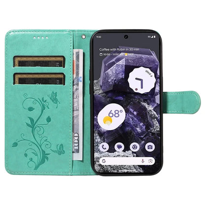 For Google Pixel 8 Leather Case Stand Card Slots Wrist Strap Phone Cover