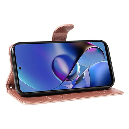 For Motorola Moto G54 5G Leather Wallet Case Flip Protective Phone Cover Butterfly Flower Pattern
