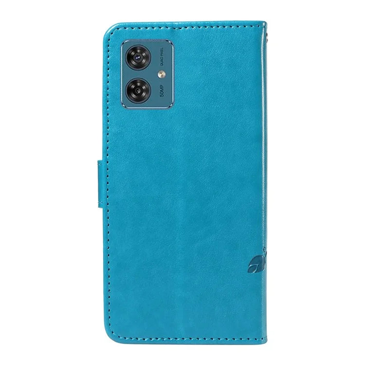 For Motorola Moto G54 5G Leather Wallet Case Flip Protective Phone Cover Butterfly Flower Pattern