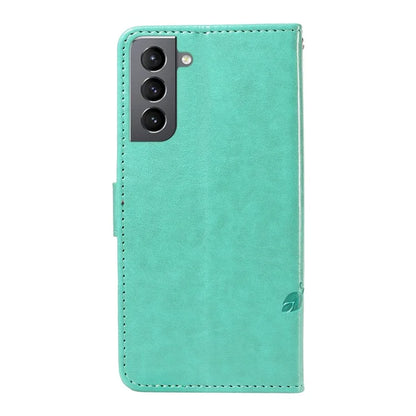For Samsung Galaxy S21 FE 5G Leather Case Wrist Strap Card Holder Butterfly Flower Phone Cover