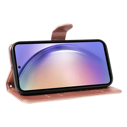 For Samsung Galaxy A54 5G Case Flower Butterfly Pattern Imprinted Leather Stand Phone Cover