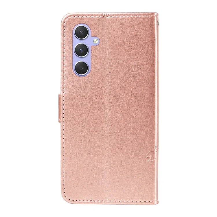 For Samsung Galaxy A54 5G Case Flower Butterfly Pattern Imprinted Leather Stand Phone Cover