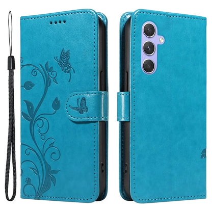 For Samsung Galaxy A54 5G Case Flower Butterfly Pattern Imprinted Leather Stand Phone Cover