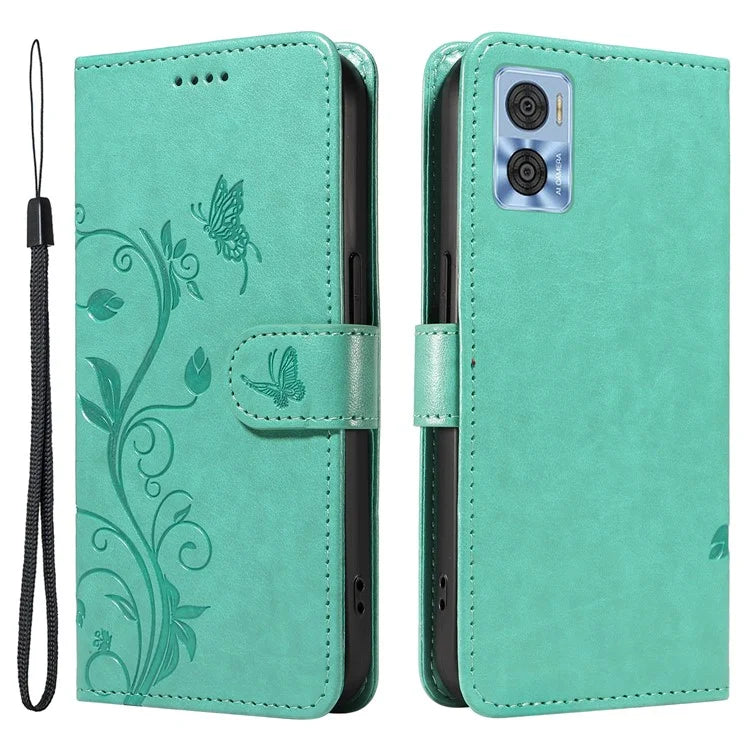 For Samsung Galaxy A54 5G Case Flower Butterfly Pattern Imprinted Leather Stand Phone Cover