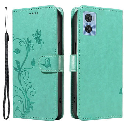 For Samsung Galaxy A54 5G Case Flower Butterfly Pattern Imprinted Leather Stand Phone Cover