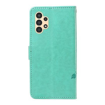For Samsung Galaxy A13 4G / 5G Flip Folio Cover with Butterfly Flower Imprinted Leather Phone Case