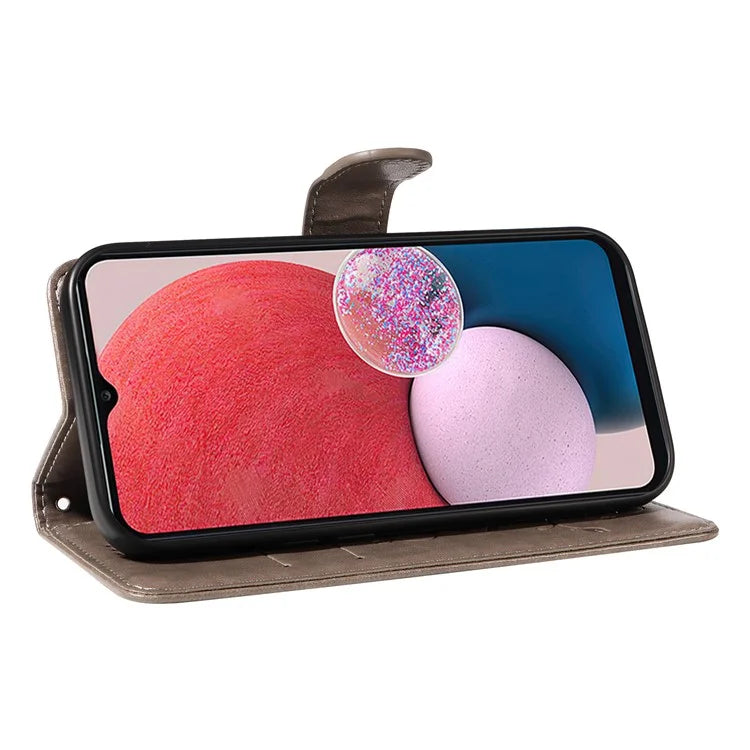 For Samsung Galaxy A13 4G / 5G Flip Folio Cover with Butterfly Flower Imprinted Leather Phone Case