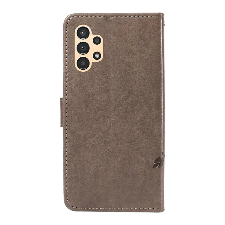 For Samsung Galaxy A13 4G / 5G Flip Folio Cover with Butterfly Flower Imprinted Leather Phone Case