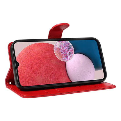 For Samsung Galaxy A13 4G / 5G Flip Folio Cover with Butterfly Flower Imprinted Leather Phone Case