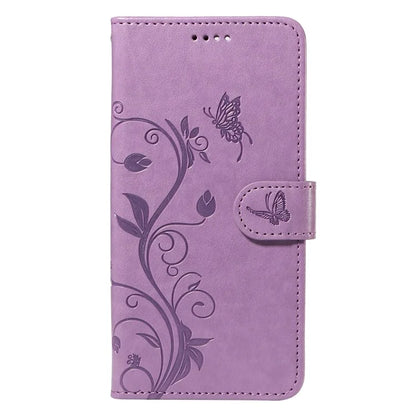 For Samsung Galaxy A13 4G / 5G Flip Folio Cover with Butterfly Flower Imprinted Leather Phone Case