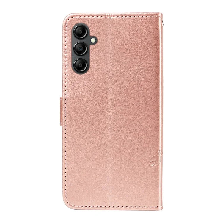 For Samsung Galaxy A14 5G Phone Case PU Leather Butterfly Flower Wrist Strap Folio Stand Cover