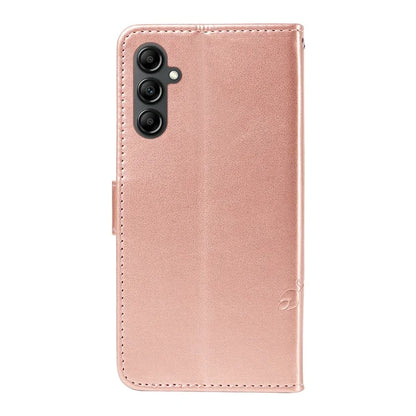 For Samsung Galaxy A14 5G Phone Case PU Leather Butterfly Flower Wrist Strap Folio Stand Cover