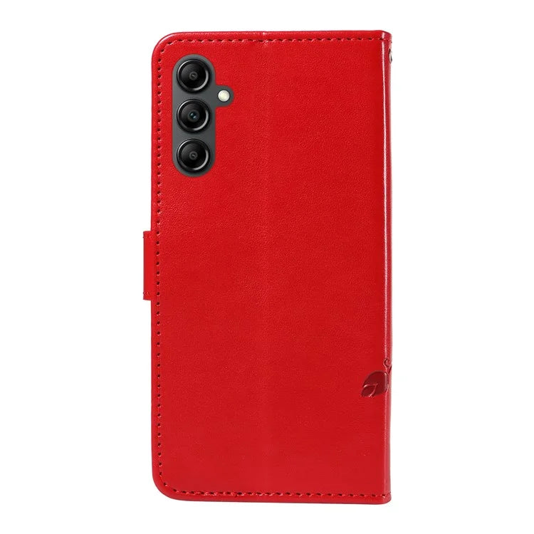 For Samsung Galaxy A14 5G Phone Case PU Leather Butterfly Flower Wrist Strap Folio Stand Cover