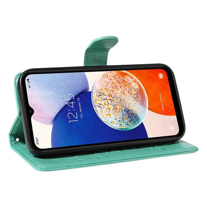 For Samsung Galaxy A14 5G Phone Case PU Leather Butterfly Flower Wrist Strap Folio Stand Cover