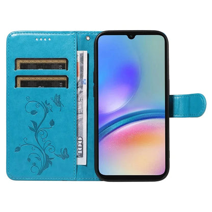 For Samsung Galaxy A05s 4G Case Imprinted Butterfly Flower Folio Wallet Stand Phone Protector