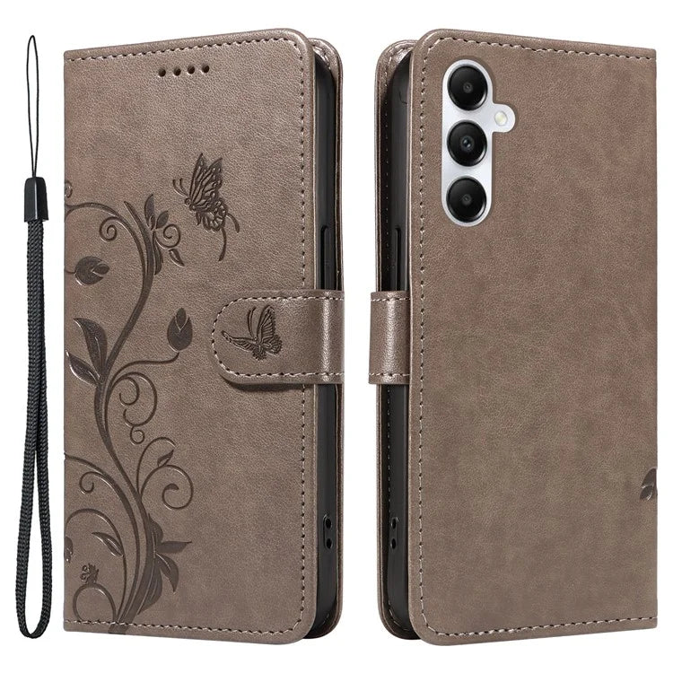 For Samsung Galaxy A05s 4G Case Imprinted Butterfly Flower Folio Wallet Stand Phone Protector