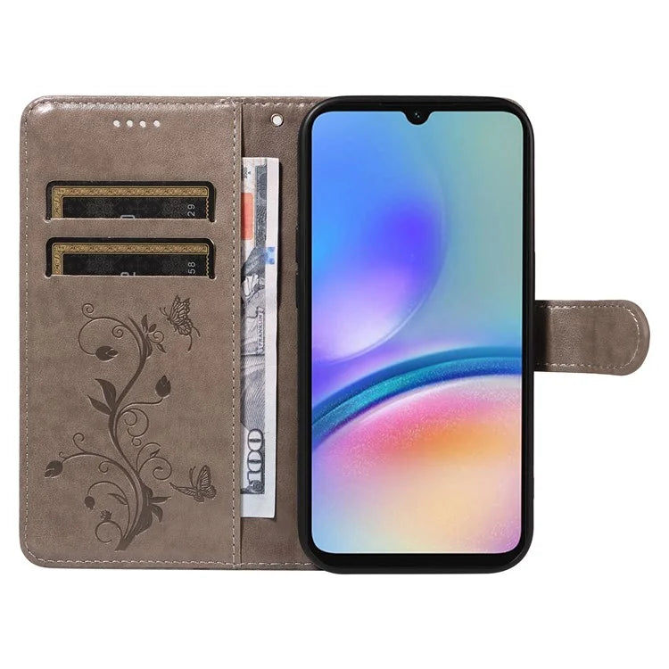 For Samsung Galaxy A05s 4G Case Imprinted Butterfly Flower Folio Wallet Stand Phone Protector