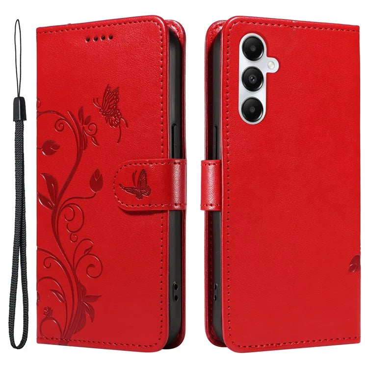 For Samsung Galaxy A05s 4G Case Imprinted Butterfly Flower Folio Wallet Stand Phone Protector