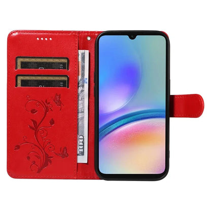 For Samsung Galaxy A05s 4G Case Imprinted Butterfly Flower Folio Wallet Stand Phone Protector
