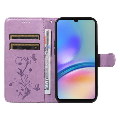 For Samsung Galaxy A05s 4G Case Imprinted Butterfly Flower Folio Wallet Stand Phone Protector