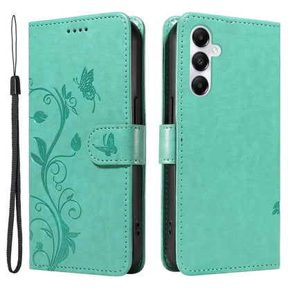 For Samsung Galaxy A05s 4G Case Imprinted Butterfly Flower Folio Wallet Stand Phone Protector