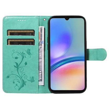 For Samsung Galaxy A05s 4G Case Imprinted Butterfly Flower Folio Wallet Stand Phone Protector