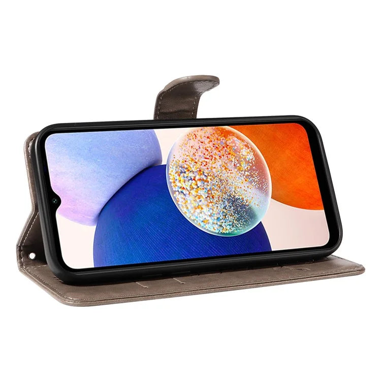 For Samsung Galaxy A15 5G Magnetic Phone Case Imprinted Apricot Blossom Pattern Wallet Cover
