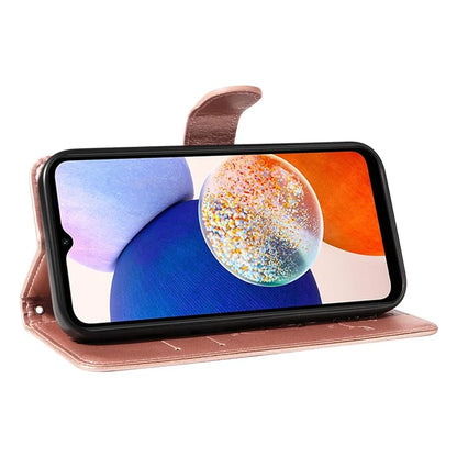 For Samsung Galaxy A15 5G Magnetic Phone Case Imprinted Apricot Blossom Pattern Wallet Cover