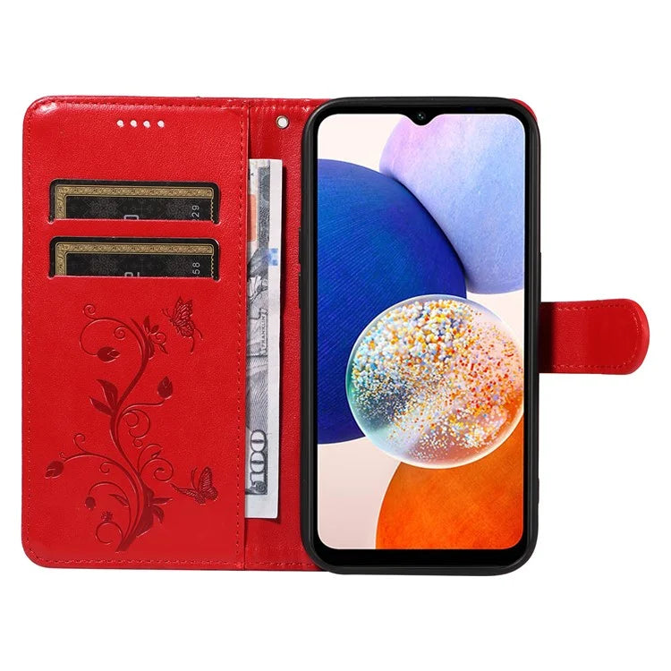 For Samsung Galaxy A15 5G Magnetic Phone Case Imprinted Apricot Blossom Pattern Wallet Cover