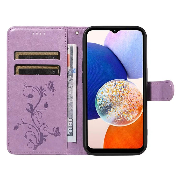 For Samsung Galaxy A15 5G Magnetic Phone Case Imprinted Apricot Blossom Pattern Wallet Cover