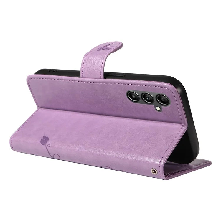 For Samsung Galaxy A15 5G Magnetic Phone Case Imprinted Apricot Blossom Pattern Wallet Cover