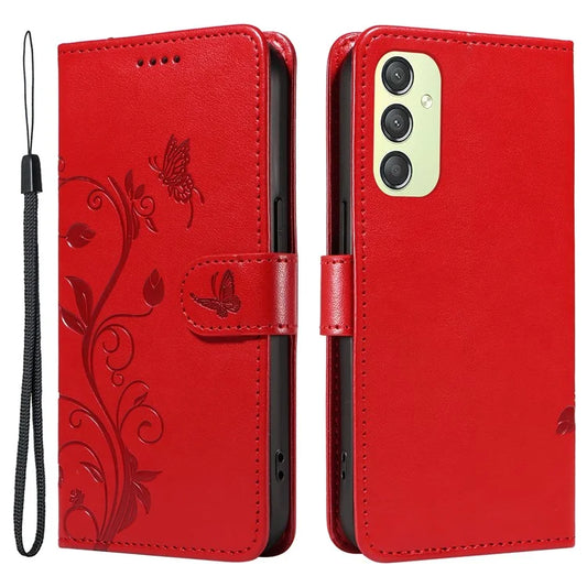 For Samsung Galaxy A24 4G (162.1 x 77.6 x 8.3mm) Case Imprinted PU Leather+TPU Card Holder Cover with Magnetic Closure