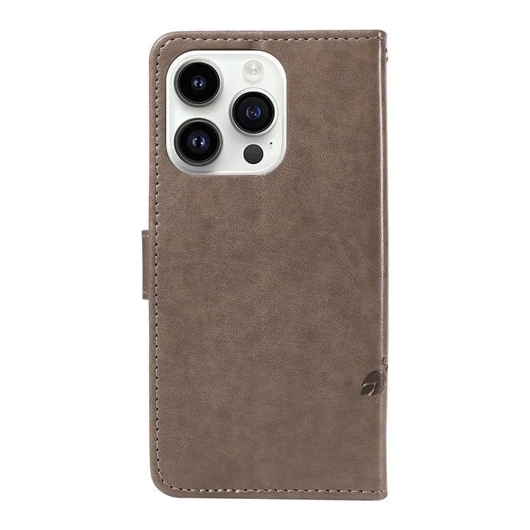 For iPhone 14 Pro Max Case Leather Flower Butterfly Pattern Phone Guard Cover with Card Slots