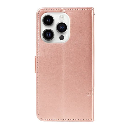 For iPhone 14 Pro Max Case Leather Flower Butterfly Pattern Phone Guard Cover with Card Slots