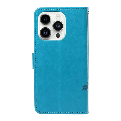 For iPhone 14 Pro Max Case Leather Flower Butterfly Pattern Phone Guard Cover with Card Slots