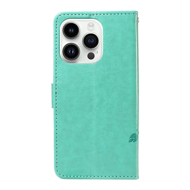 For iPhone 14 Pro Max Case Leather Flower Butterfly Pattern Phone Guard Cover with Card Slots
