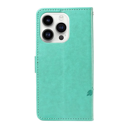 For iPhone 14 Pro Max Case Leather Flower Butterfly Pattern Phone Guard Cover with Card Slots