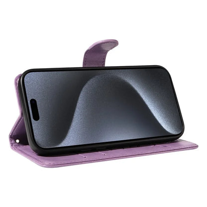 For iPhone 15 Pro Butterfly Flower Leather Cover Wallet Flip Phone Case