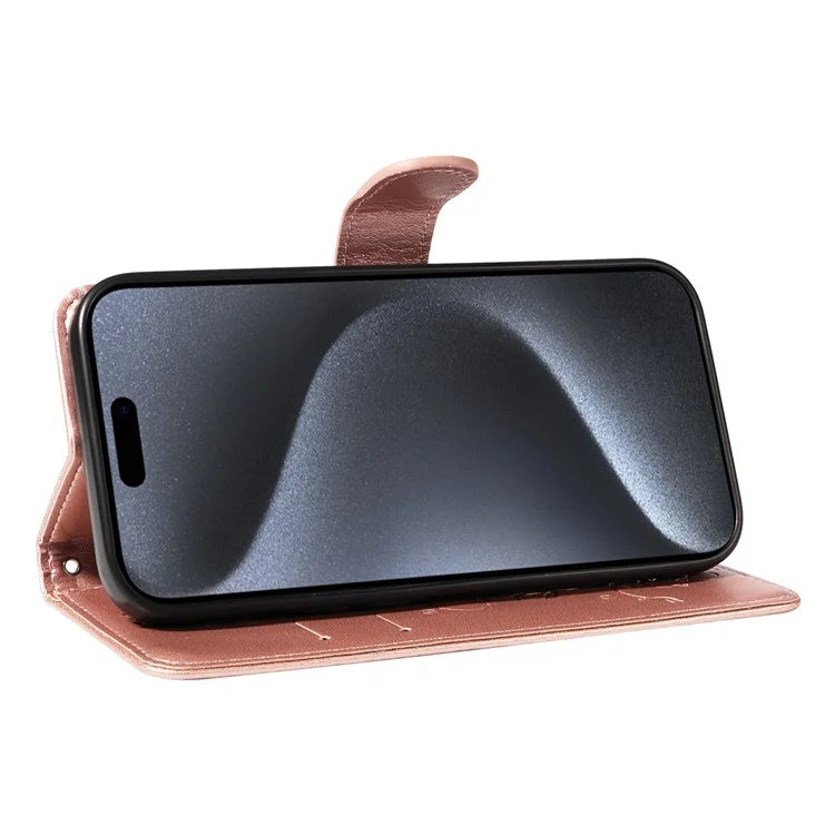 For iPhone 15 Pro Butterfly Flower Leather Cover Wallet Flip Phone Case