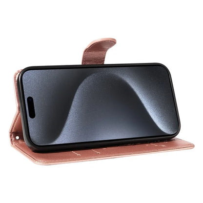 For iPhone 15 Pro Butterfly Flower Leather Cover Wallet Flip Phone Case
